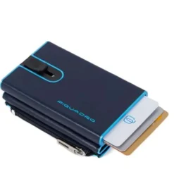 Portacarte PIQUADRO in Pelle e Alluminio con RFID Colore Blu Linea Blue Square - PP4891B2BLR