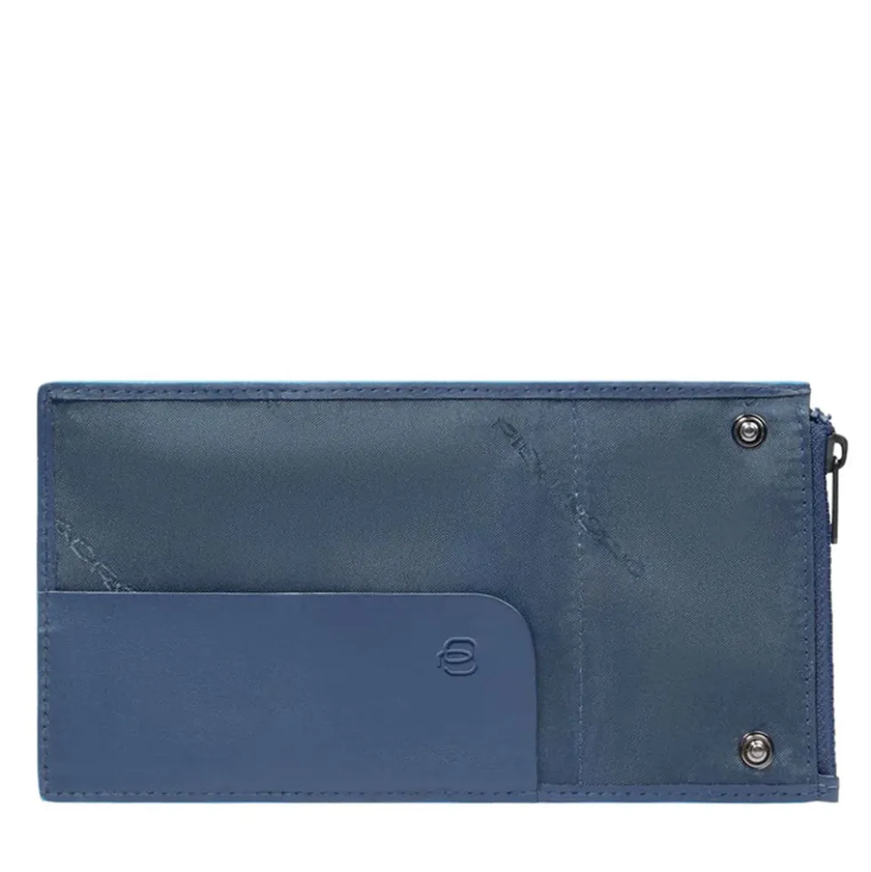 Portacarte PIQUADRO in Pelle e Alluminio con RFID Blu Linea Atlas - PP5585S138R