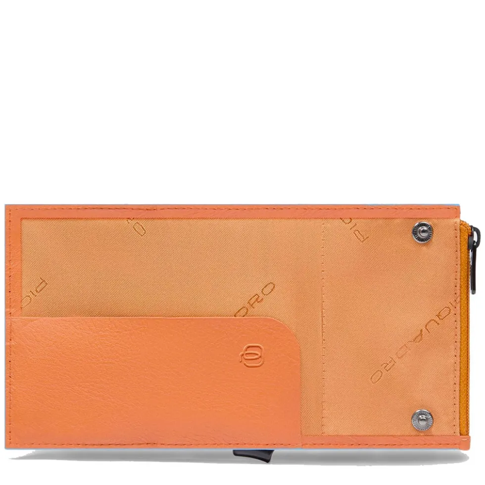 Portacarte PIQUADRO in Pelle e Alluminio con RFID Colore Arancione Linea Atlas - PP5585S138R