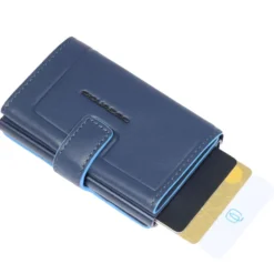Portacarte PIQUADRO in Pelle e Alluminio con RFID Colore Blu Linea Atlas - PP5649S138R