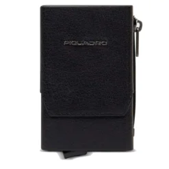 Portacarte PIQUADRO in Pelle e Alluminio con RFID Colore Nero Linea Solm - PP5585S141R