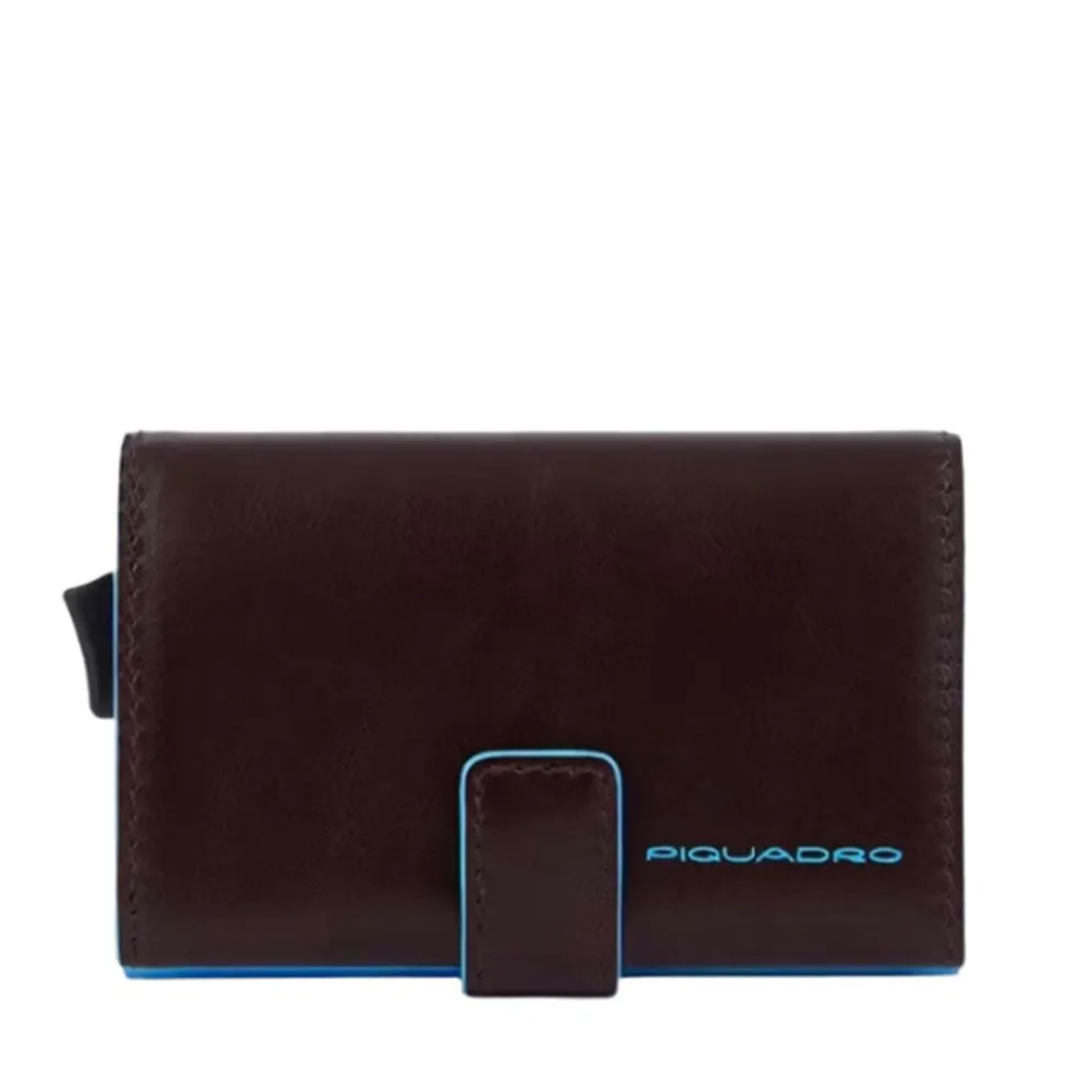 Portacarte PIQUADRO in Pelle e Alluminio con RFID in Pelle Mogano - PP5649B2RBLR