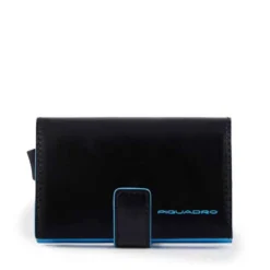 Portacarte PIQUADRO in Pelle e Alluminio con RFID in Pelle Colore Nero - PP5649B2RBLR