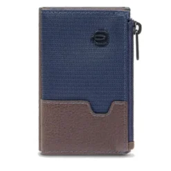 Portacarte PIQUADRO in Tessuto e Pelle e Alluminio con RFID Colore Blu- Testa Moro - PP5585W138R