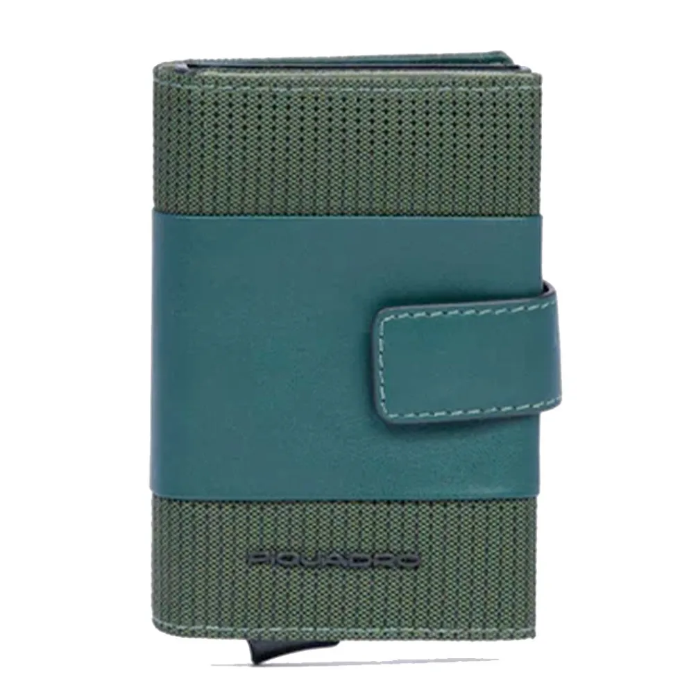 Portacarte PIQUADRO in Tessuto e Alluminio con RFID Colore Verde Linea Pq - Earth - PP5649S137R