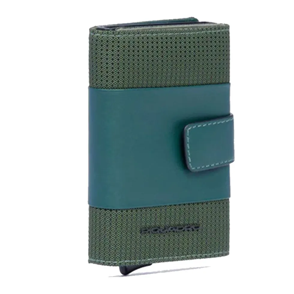 Portacarte PIQUADRO in Tessuto e Alluminio con RFID Colore Verde Linea Pq - Earth - PP5649S137R