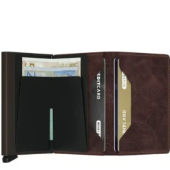 Porta Carte SECRID linea Vintage in Pelle Marrone Scuro con RFID