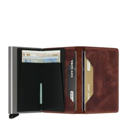 Porta Carte SECRID linea Vintage in Pelle Marrone con RFID