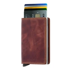 Porta Carte SECRID linea Vintage in Pelle Marrone con RFID