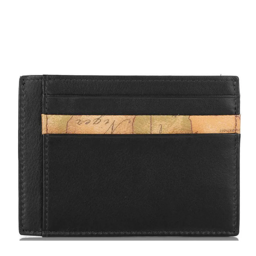 Portacarte Uomo 1A Classe Alviero Martini in Pelle Nera con Inserto Geo Classic W354