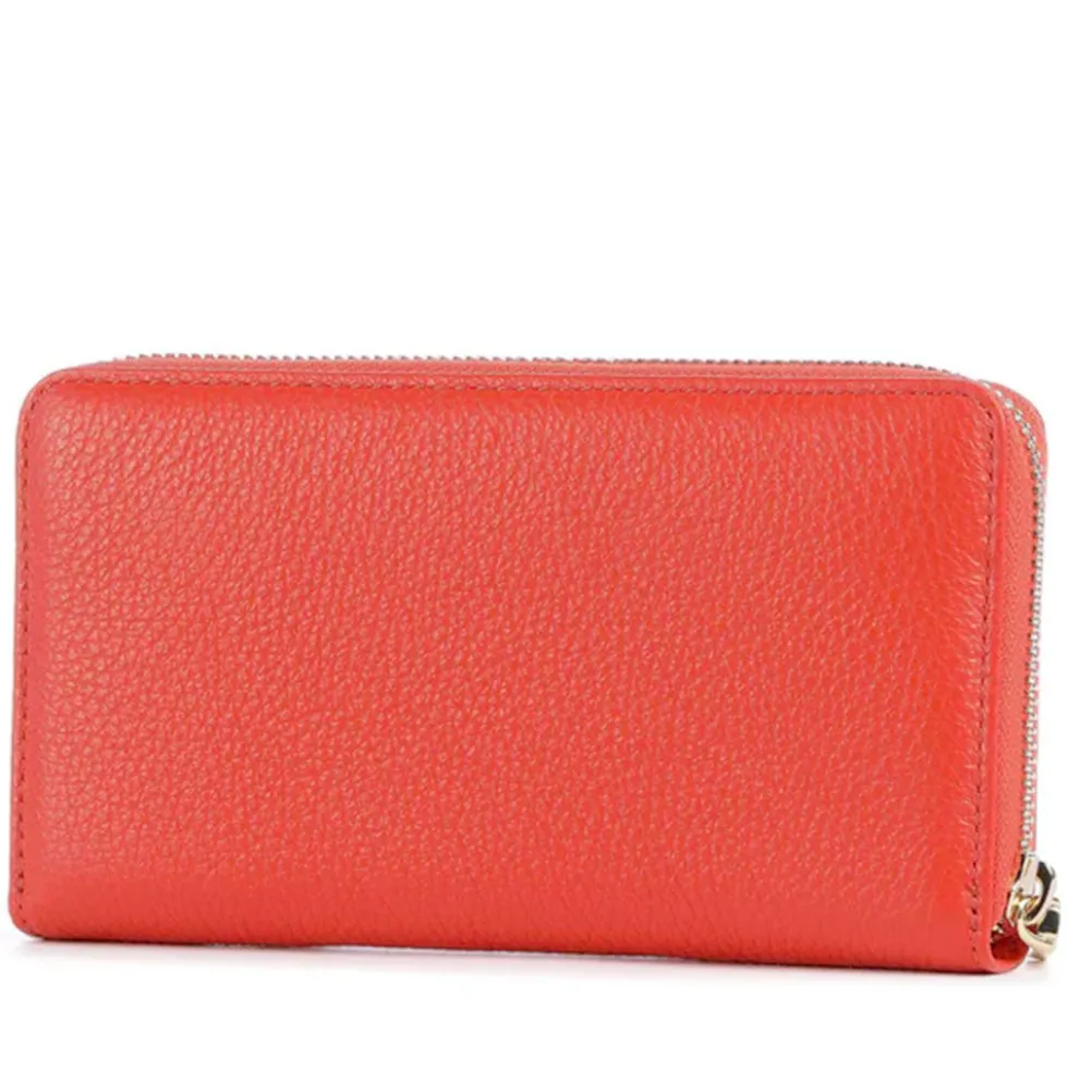 Portafoglio Donna COCCINELLE Zip Around in Pelle Gazpacho Linea Metallic Soft