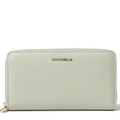 Portafoglio Donna COCCINELLE Zip Around in Pelle Celadon Green Linea Metallic Soft