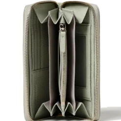 Portafoglio Donna COCCINELLE Zip Around in Pelle Celadon Green Linea Metallic Soft