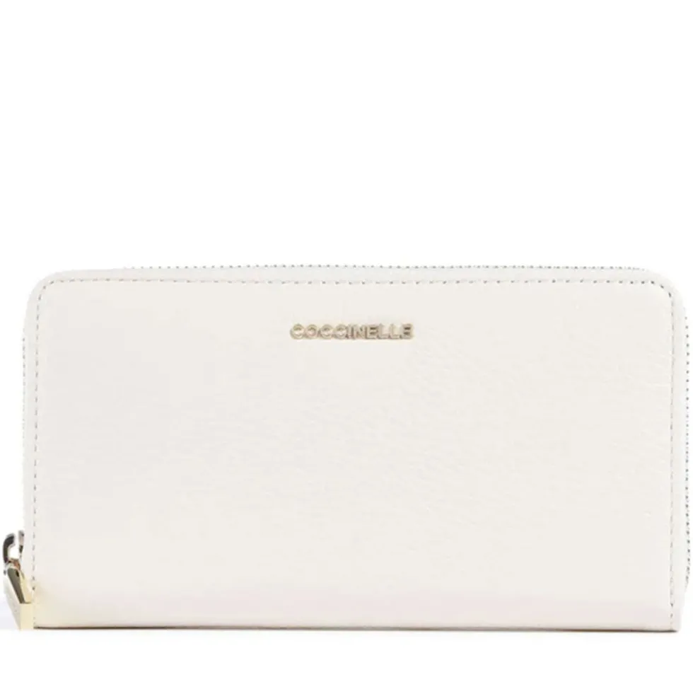 Portafoglio Donna COCCINELLE Zip Around in Pelle Pearl Linea Metallic Soft