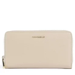 Portafoglio Donna COCCINELLE Zip Around in Pelle Sandshell Linea Metallic Soft