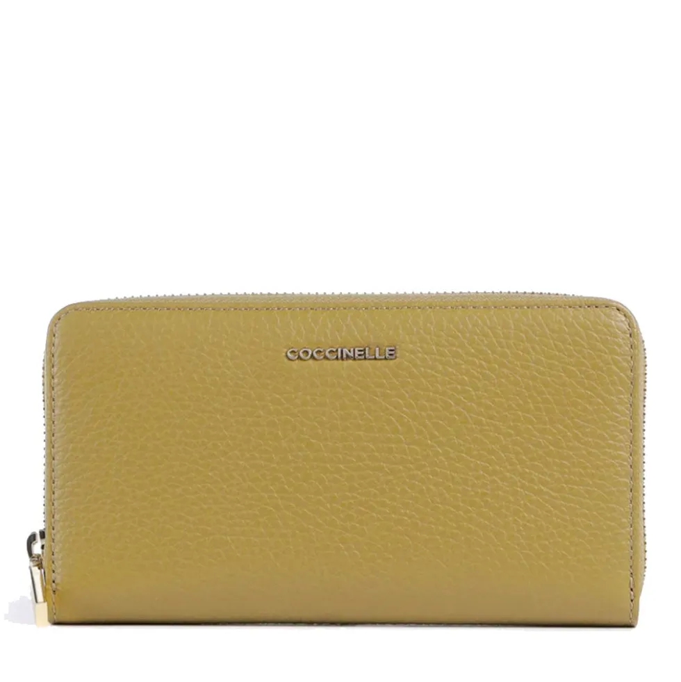 Portafoglio Donna COCCINELLE Zip Around in Pelle Seagrass Linea Metallic Soft
