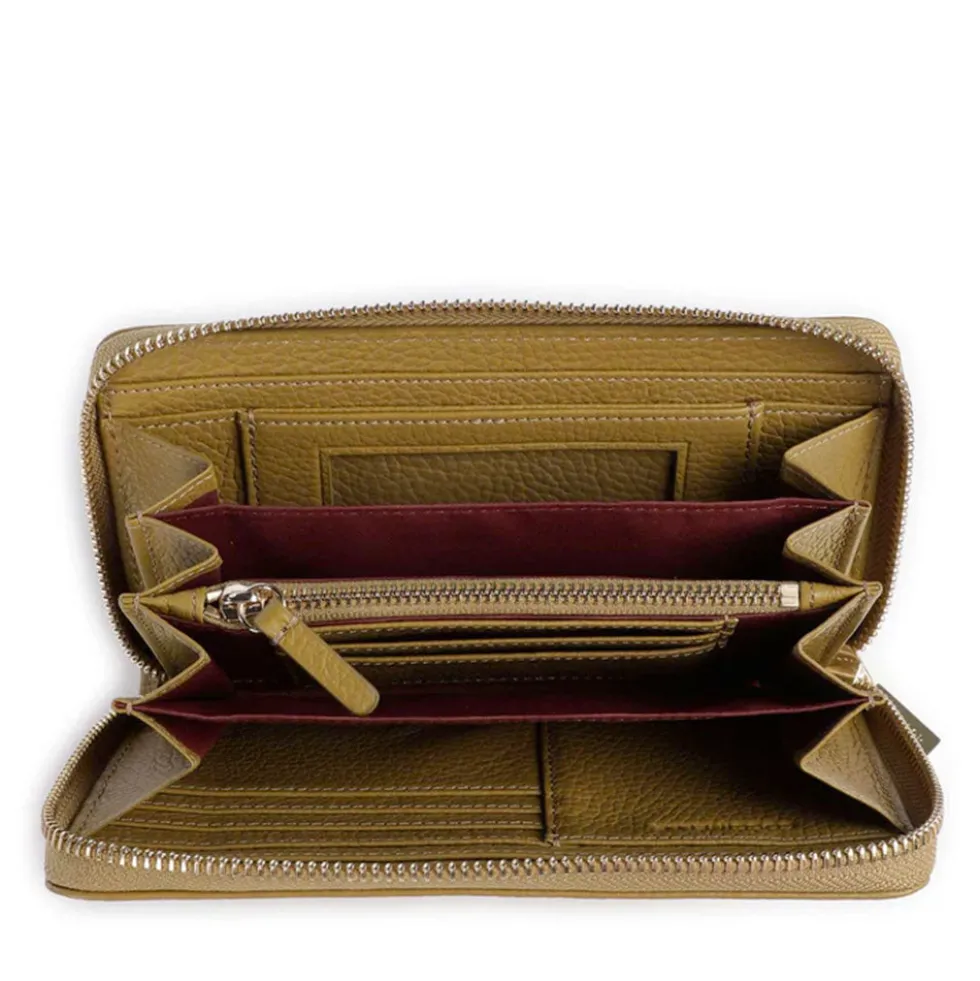 Portafoglio Donna COCCINELLE Zip Around in Pelle Seagrass Linea Metallic Soft