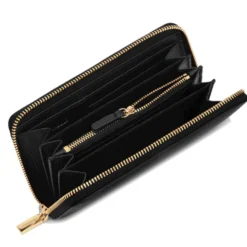 Portafoglio Donna COCCINELLE Zip Around in Pelle Nera Linea Metallic Soft