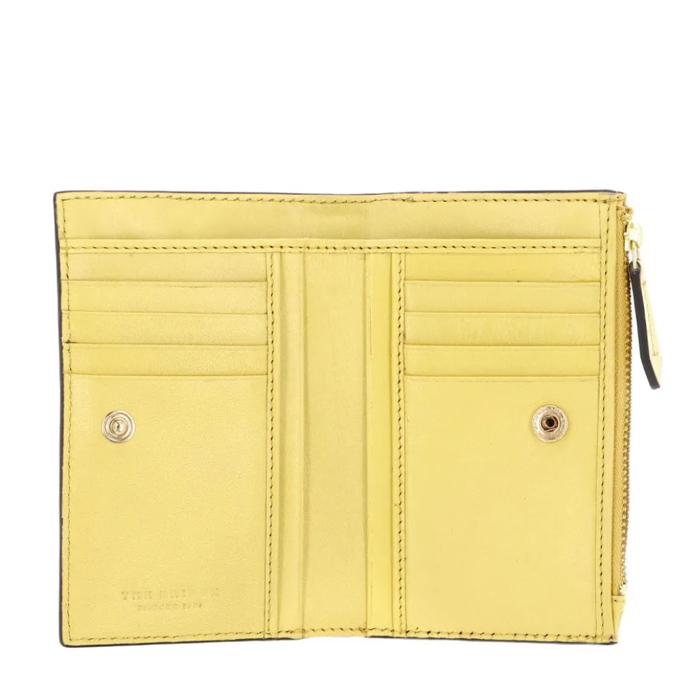 Portafoglio Donna con Bottone THE BRIDGE linea Lucrezia in Pelle Giallo Banana