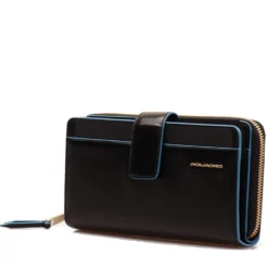 Portafoglio Donna Doppio Scomparto PIQUADRO In Pelle Nera - PD1354B2R Linea Blue Square