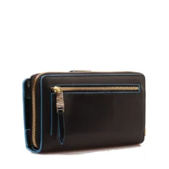 Portafoglio Donna Doppio Scomparto PIQUADRO In Pelle Nera - PD1354B2R Linea Blue Square