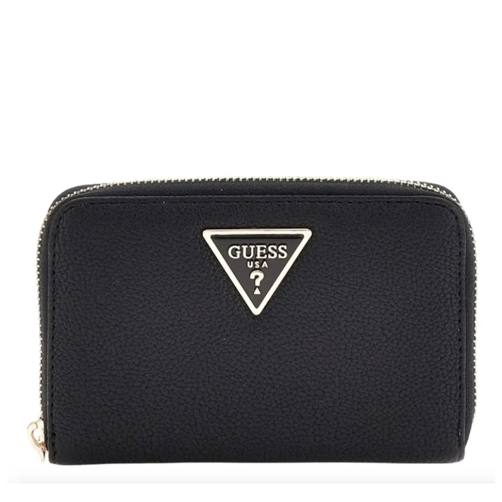 Portafoglio Donna GUESS Chiuso con Zip Linea Laurel Colore Nero Misura Media