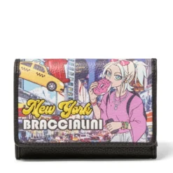 Portafoglio Donna Medio con Bottone BRACCIALINI linea Cartoline stampa New York