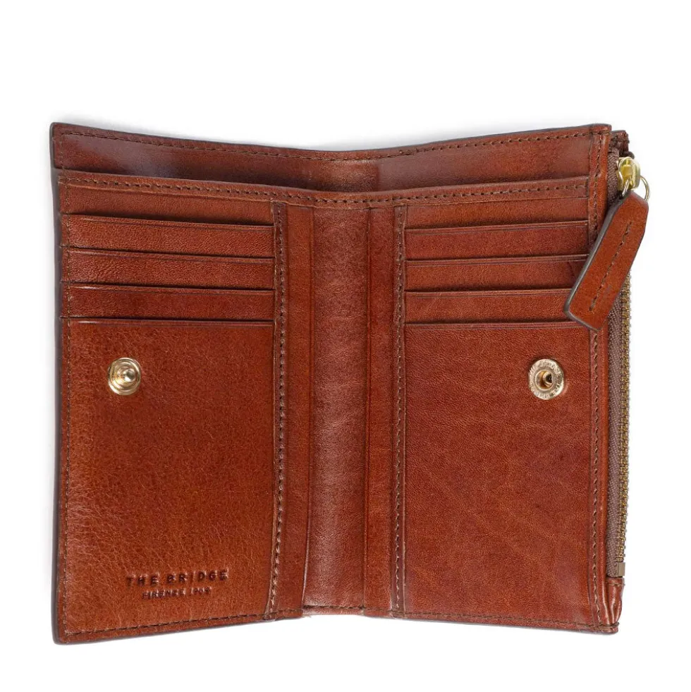 Portafoglio Donna Medio con Bottone THE BRIDGE linea Story in Pelle Marrone