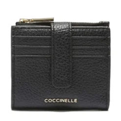 Portafoglio Donna Mini COCCINELLE in Pelle Colore Nero Linea Metallic Soft