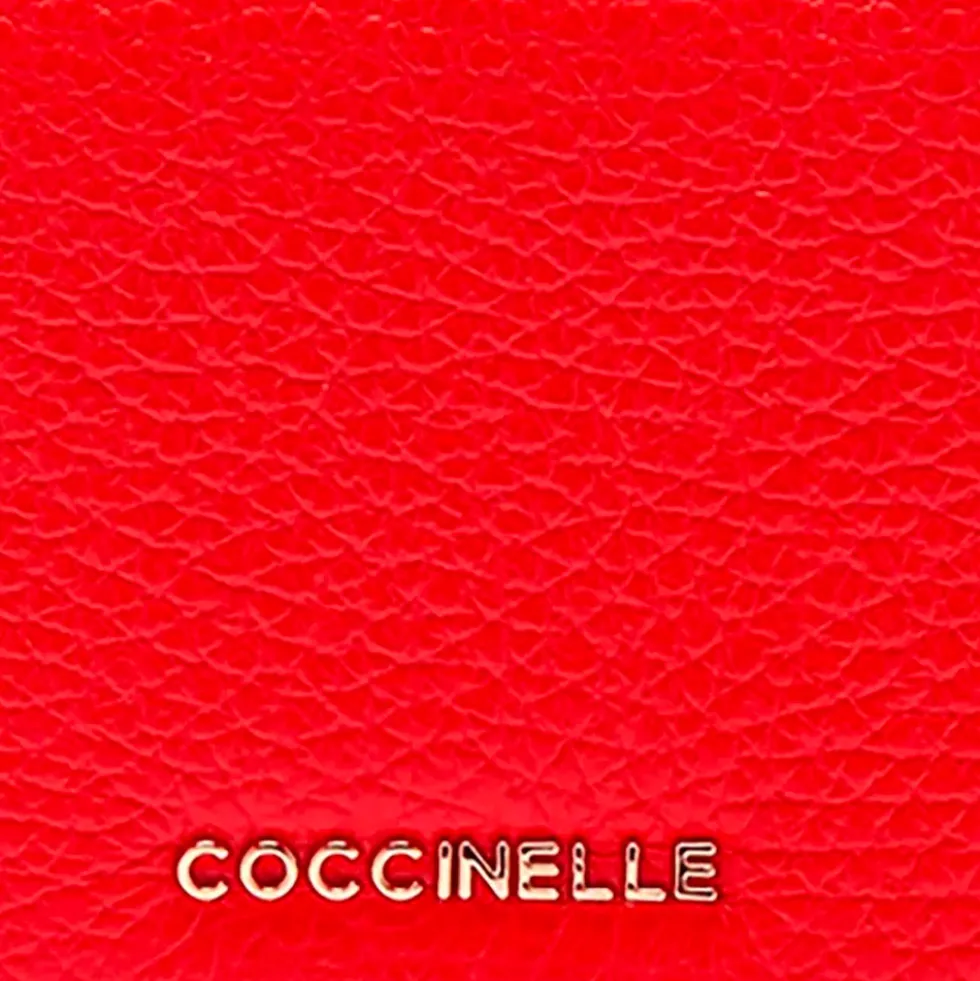 Portafoglio Donna Mini COCCINELLE in Pelle Linea Metallic Soft colore Gazpacho Chiuso con Bottone