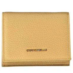 Portafoglio Donna Mini COCCINELLE in Pelle Linea Metallic Soft colore Fresh Beige Chiuso con Bottone