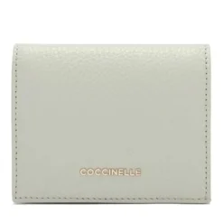 Portafoglio Donna Mini COCCINELLE in Pelle Linea Metallic Soft colore Celadon Green Chiuso con Bottone