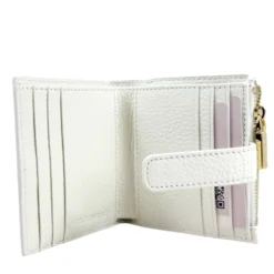 Portafoglio Donna Mini COCCINELLE in Pelle Colore Pearl Linea Metallic Soft
