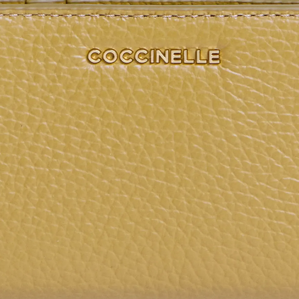 Portafoglio Donna Piatto COCCINELLE in Pelle Seagrass Linea Metallic Soft