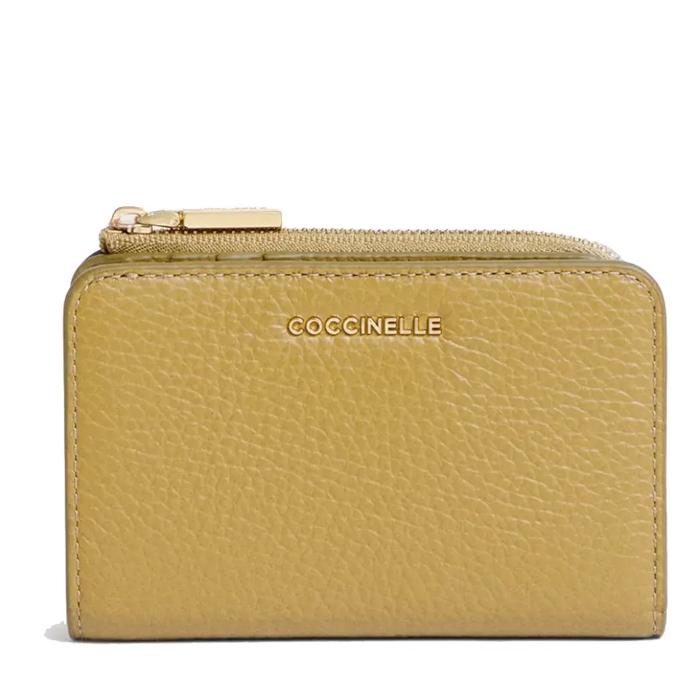 Portafoglio Donna Piatto COCCINELLE in Pelle Seagrass Linea Metallic Soft