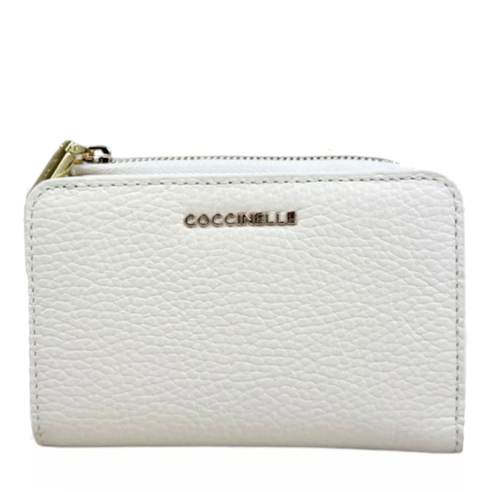 Portafoglio Donna Piatto COCCINELLE in Pelle Pearl Linea Metallic Soft