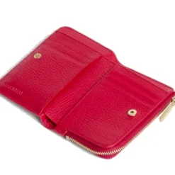 Portafoglio Donna Piatto COCCINELLE in Pelle Scarlet Linea Metallic Soft