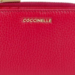 Portafoglio Donna Piatto COCCINELLE in Pelle Scarlet Linea Metallic Soft