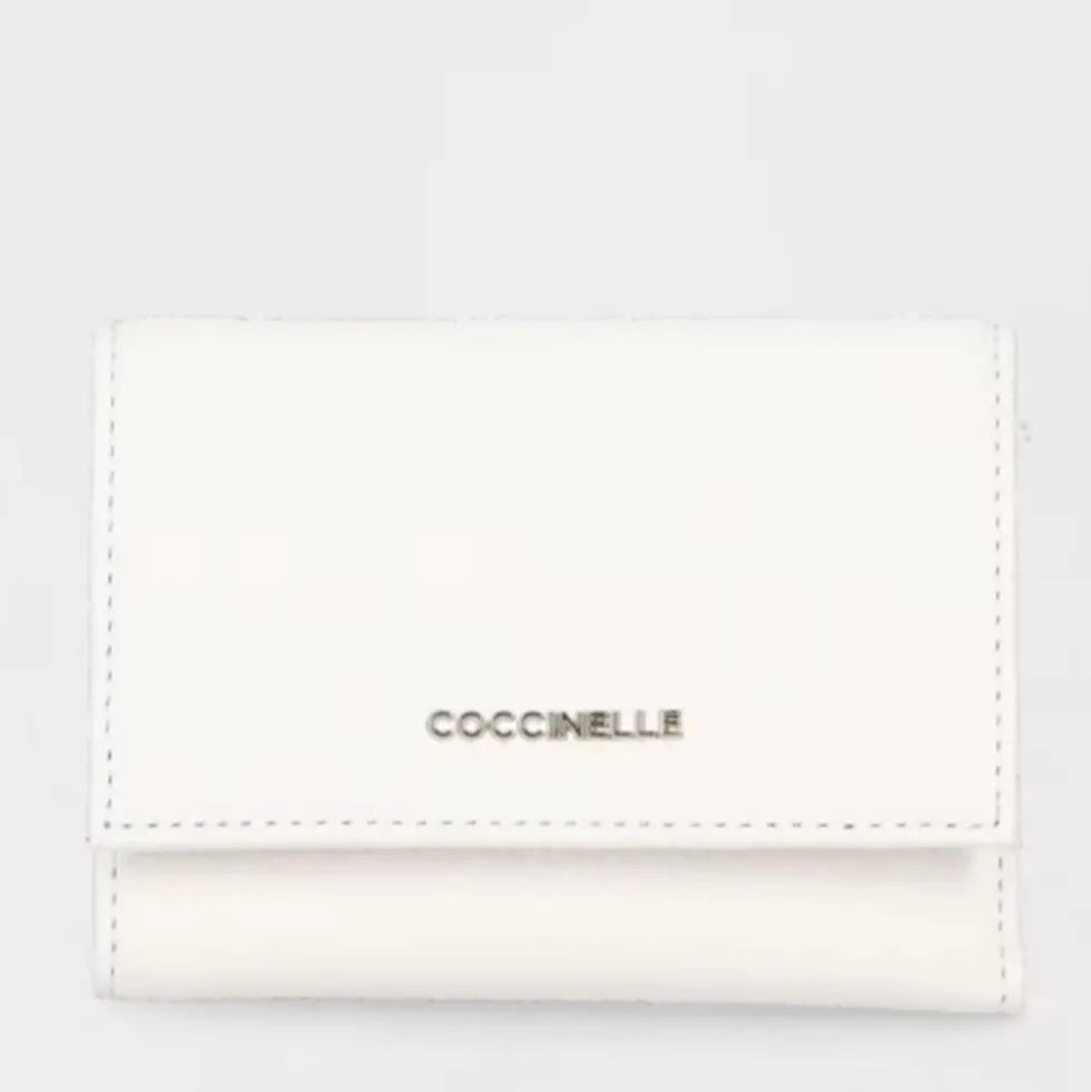 Portafoglio Donna Piccolo COCCINELLE in Pelle Colore Blanco Linea Metallic Soft