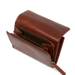 Portafoglio Donna Piccolo con Clip THE BRIDGE linea Story in Pelle Marrone Made in Italy