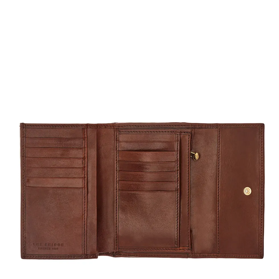 Portafoglio Donna Piccolo con Clip THE BRIDGE linea Story in Pelle Marrone Made in Italy