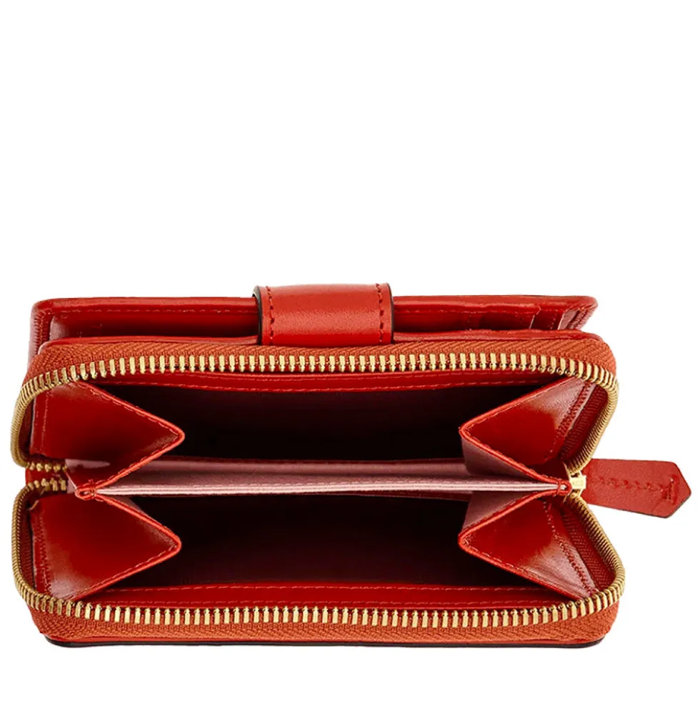 Portafoglio Donna Piccolo Zip Around THE BRIDGE linea Lucrezia in Pelle Rosso Ciliegia