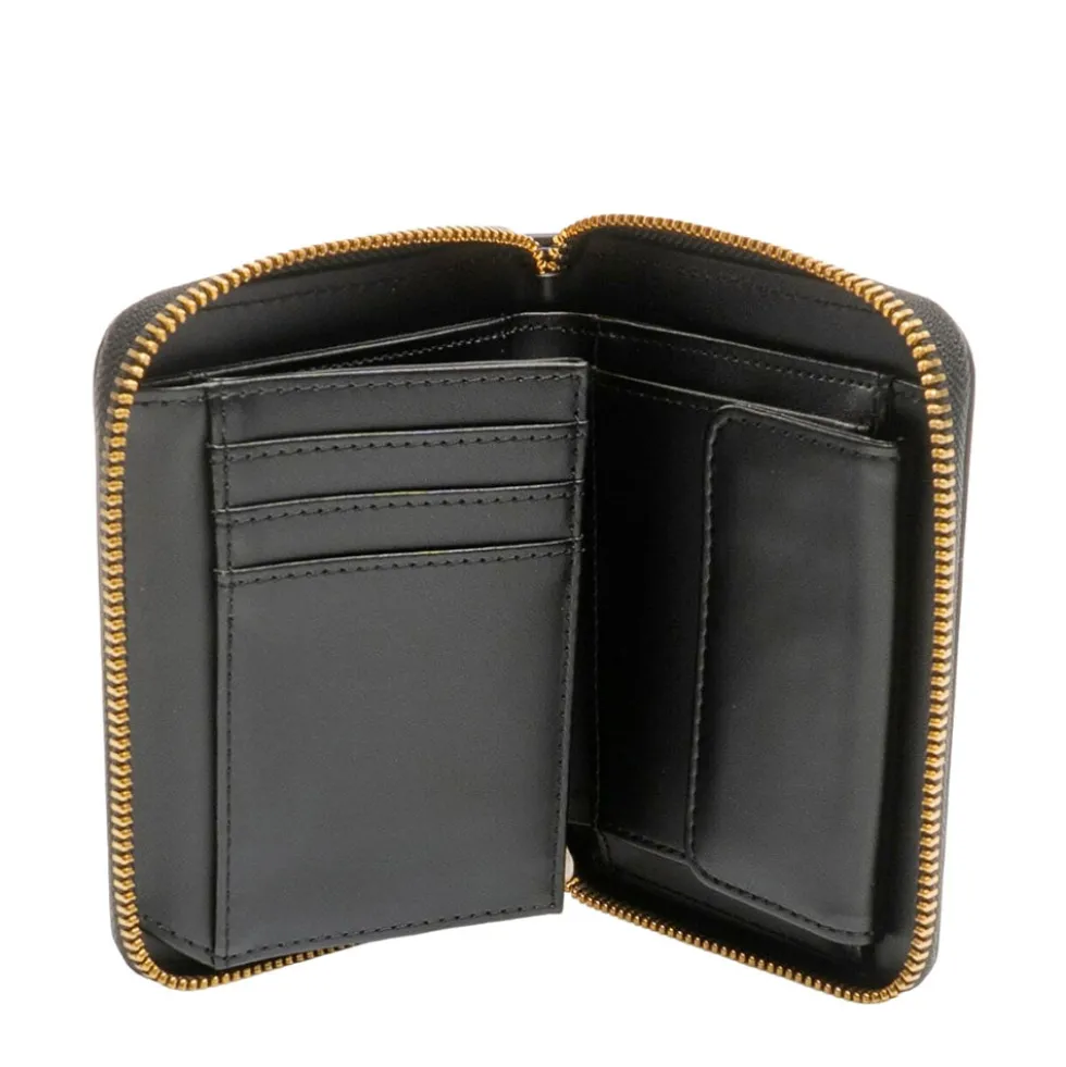 Portafoglio Donna Piccolo Zip Around LOVE MOSCHINO Nero con Placca Logata