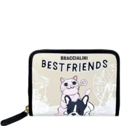 Portafoglio Donna Piccolo Zip Around BRACCIALINI linea Allround stampa Pets Best Friends