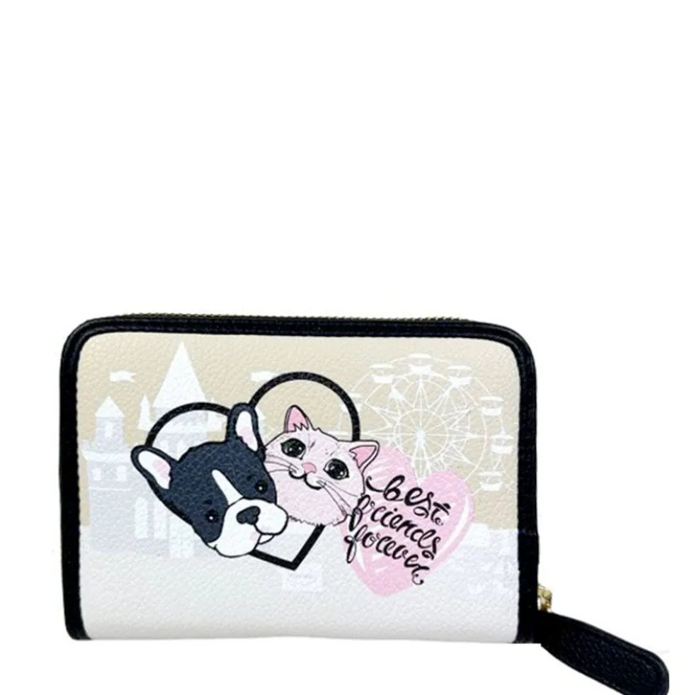 Portafoglio Donna Piccolo Zip Around BRACCIALINI linea Allround stampa Pets Best Friends