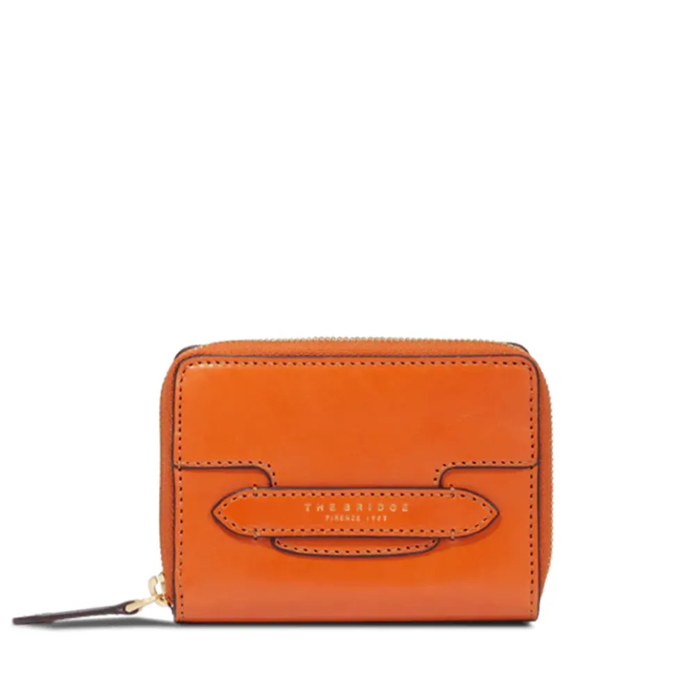 Portafoglio Donna Piccolo Zip Around THE BRIDGE linea Lucrezia in Pelle color Foliage