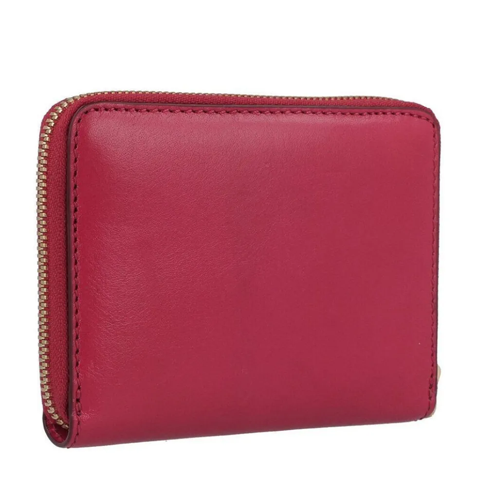 Portafoglio Donna Piccolo Zip Around THE BRIDGE linea Lucrezia in Pelle color Berry