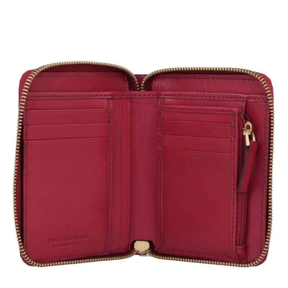 Portafoglio Donna Piccolo Zip Around THE BRIDGE linea Lucrezia in Pelle color Berry