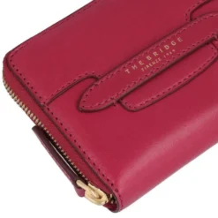 Portafoglio Donna Piccolo Zip Around THE BRIDGE linea Lucrezia in Pelle color Berry