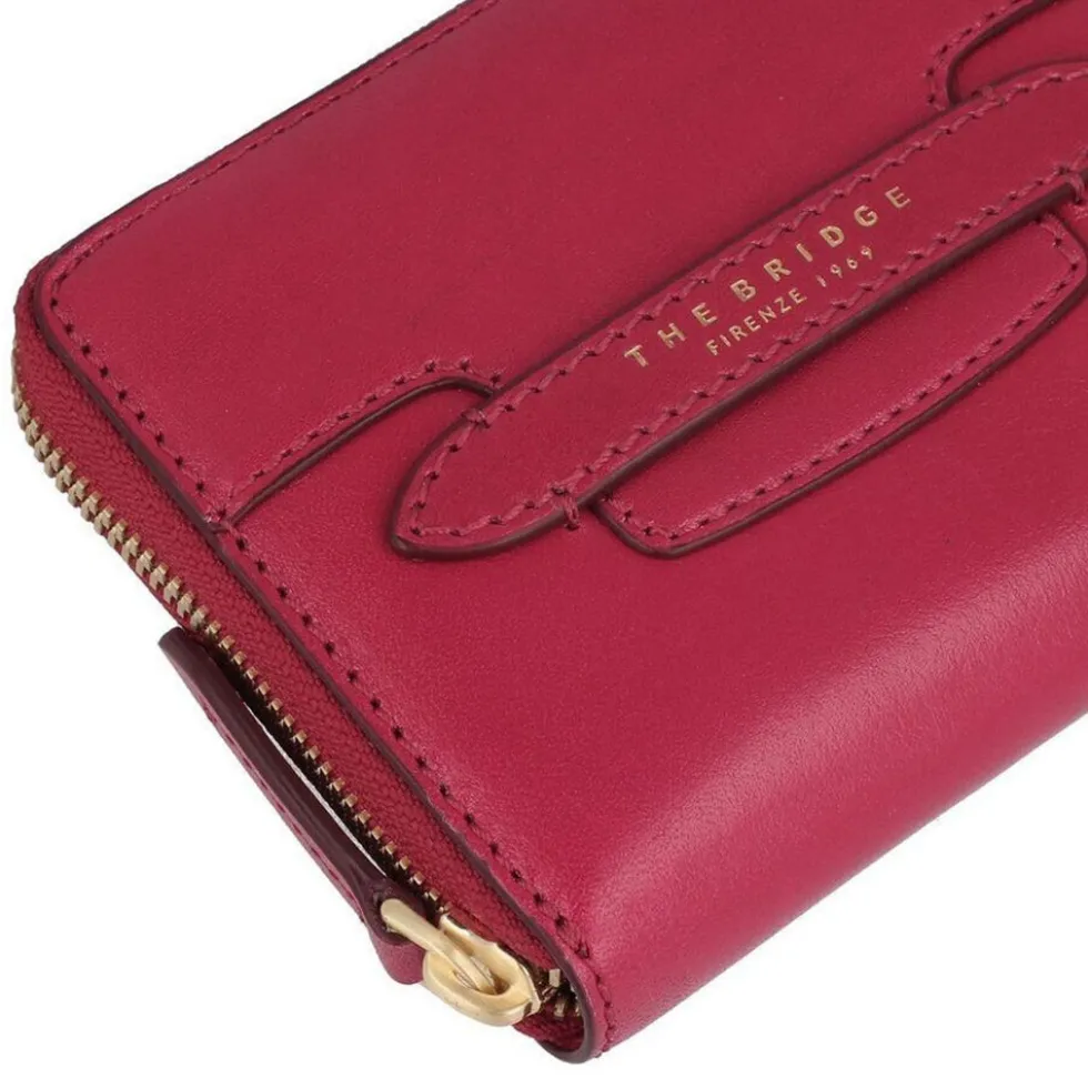 Portafoglio Donna Piccolo Zip Around THE BRIDGE linea Lucrezia in Pelle color Berry